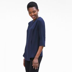 M.M. LaFleur Bourgeois Blouse in Galaxy Navy Blue - Size XS